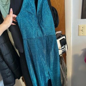 Sparkling Teal Sleeveless Dress